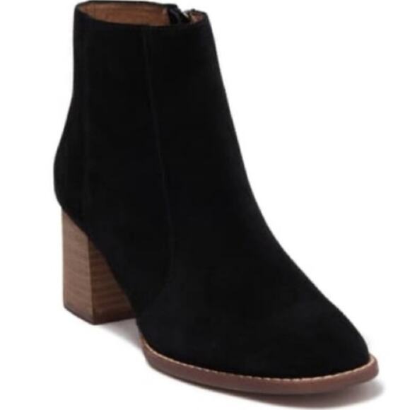 Madewell Genuine Suede Black Block Heel Boot